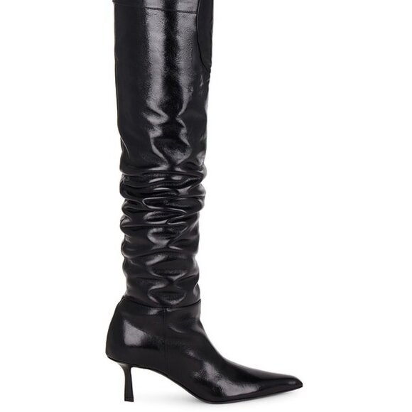 LIKE NEW Alexander Wang Viola 65 High Hip Boot in Black  LEATHER HEELS - Picture 2 of 6